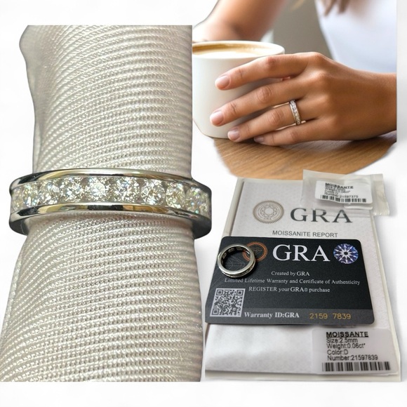 Jewelry - Moissanite S925 Ster. Silver 0.06ct 2.5mm Size 5 Channel Set Eternity Band Ring